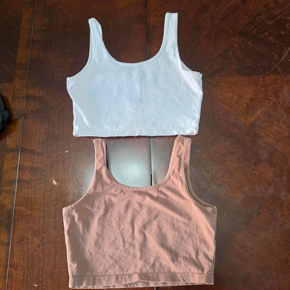 Unbranded Women's White and Tan Crop-top